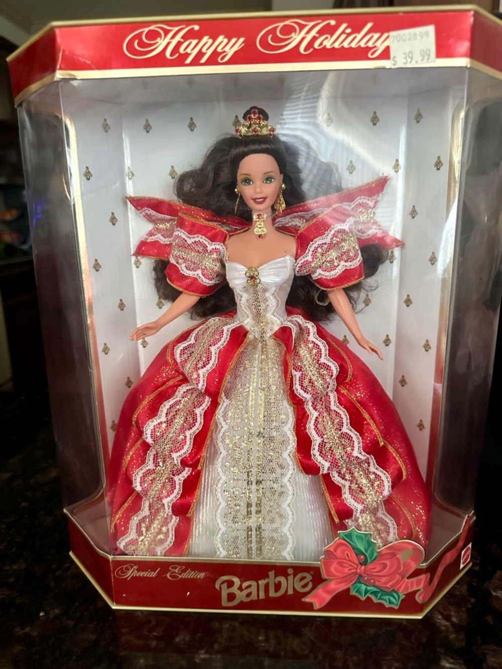 1997 RARE Mattel 10th Anniversary Happy Holidays Special Edition Barbie ERROR